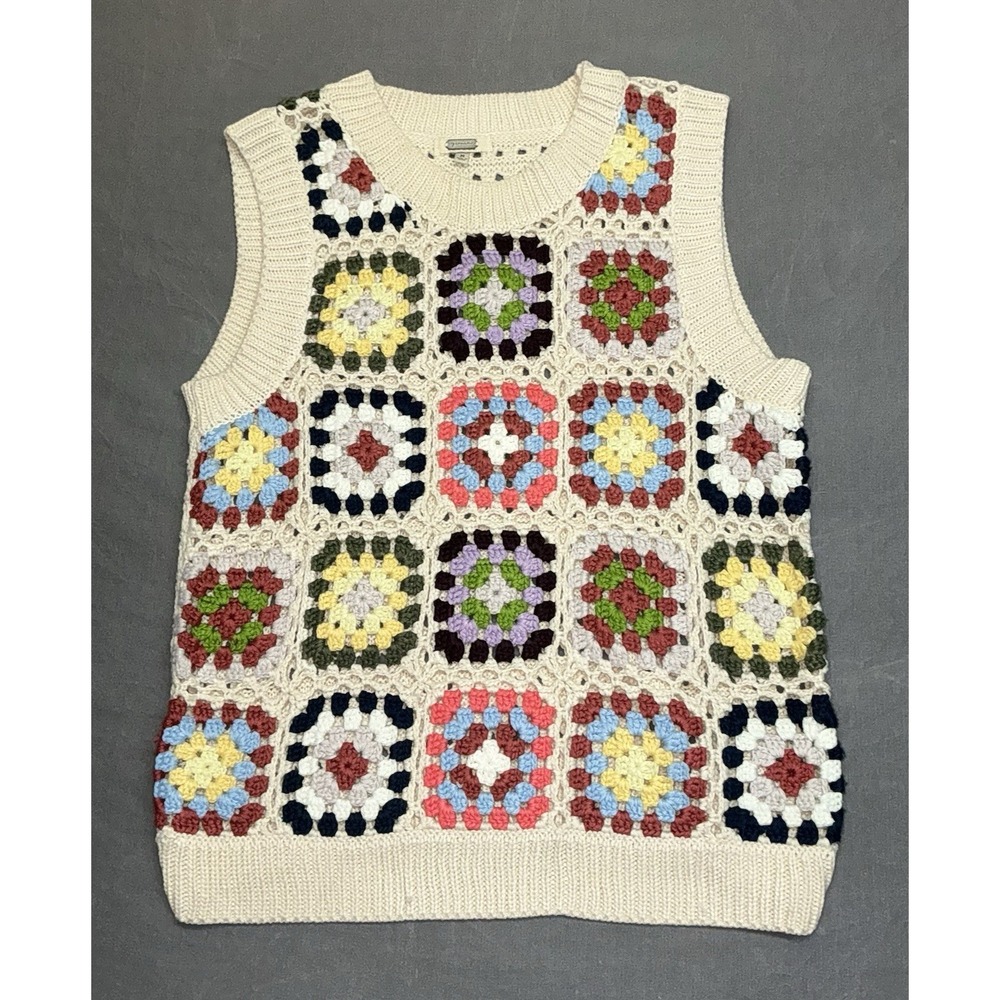 Gimmicks By BKE SZ M Granny Square Crochet Spring Vest Tank